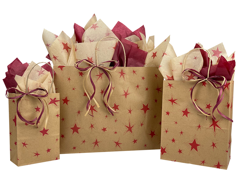 Primitive Star Burgundy Paper Shopping Bags