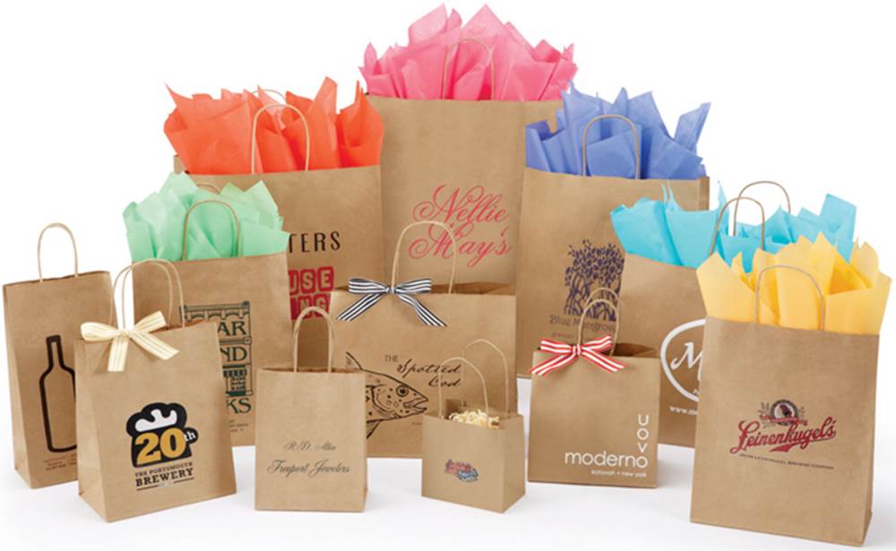 Custom Printed Paper Shopping Bags | Natural Kraft Paper Bags ...