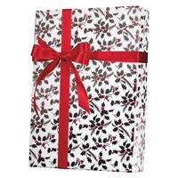White Holly Gift Wrap (Metallized) Wholesale Gift Wrap Paper, Christmas Gift Wrap Paper
