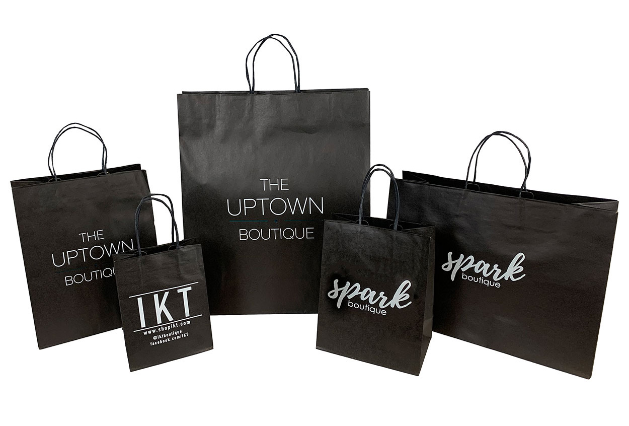 Fold Over J-Cut Shopping Bags (Black)