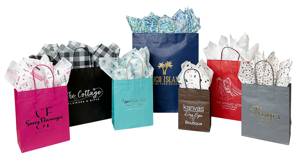 Custom Color J-Cut Shopping Bags (Hot Stamped)