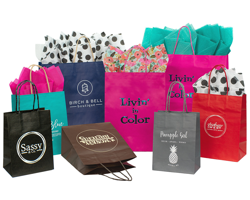 Fold Over J-Cut Shopping Bags (Colors)