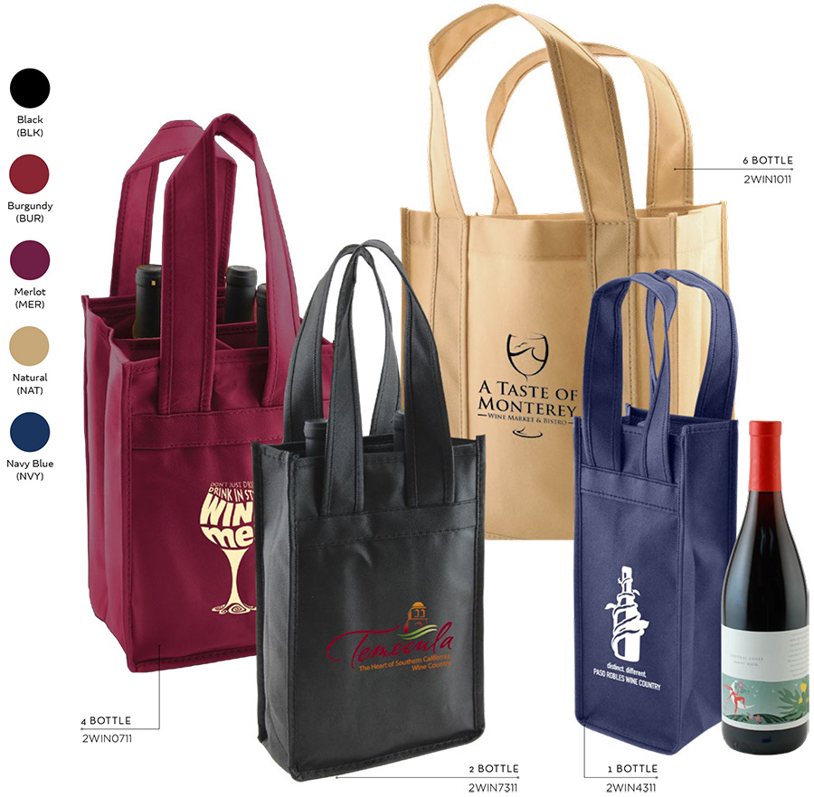 Non-Woven Wine Bottle Bags (1-6 Bottles)