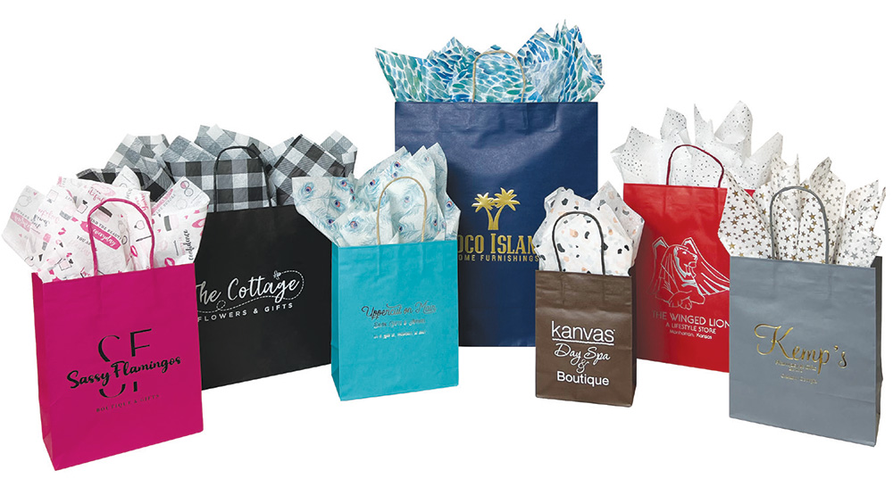 Fold Over J-Cut Shopping Bags (Colors)