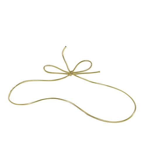 16" gold metallic stretch cord loop with pre-tied bow for gift bags and boxes