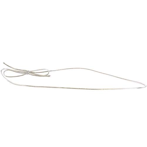 16" silver metallic stretch cord loop with pre-tied bow for gift bags and boxes