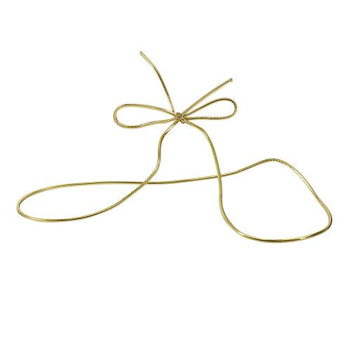 19" gold metallic stretch cord loop with pre-tied bow for gift bags and boxes