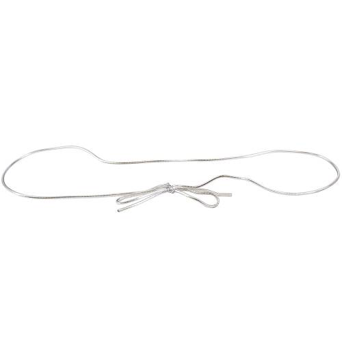 19" silver metallic stretch cord loop with pre-tied bow for gift bags and boxes