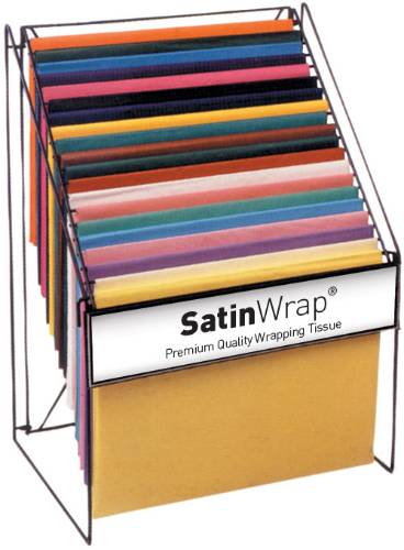 20 Arm Tissue Rack — Multi-arm wire counter-top display rack holding tissue paper rolls, right-facing view