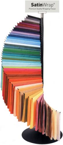 50-arm spiral tissue rack for large retail floor displays