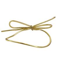 6" gold metallic stretch cord loop with pre-tied bow for gift bags and boxes