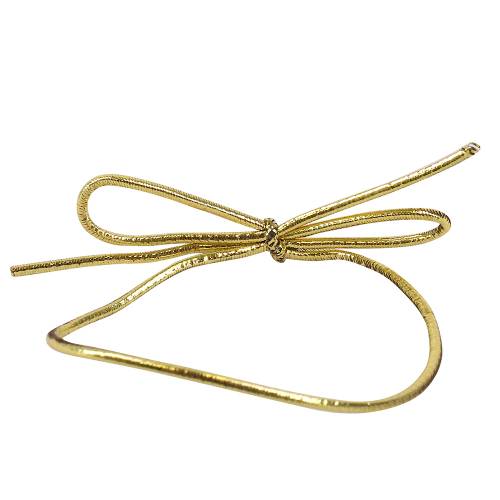 6" gold metallic stretch cord loop with pre-tied bow for gift bags and boxes
