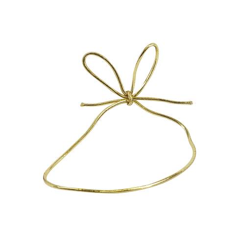 8" gold metallic stretch cord loop with pre-tied bow for gift bags and boxes