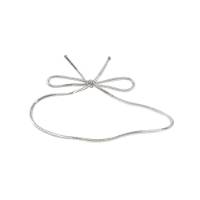 8" silver metallic stretch cord loop with pre-tied bow for gift bags and boxes