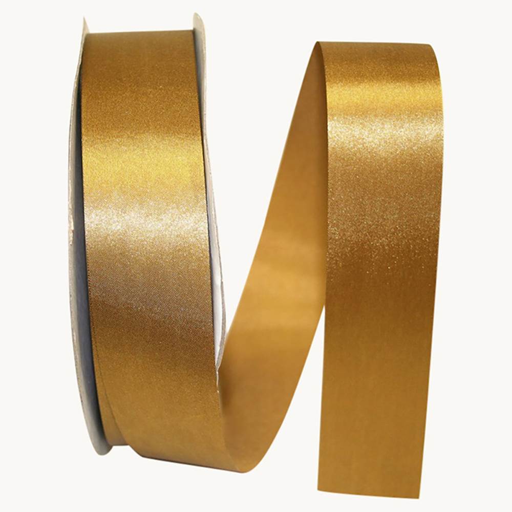 1 1/2 Antique Gold Satin Ribbon 50 Yards per Roll 