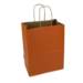 Solid rust-orange kraft paper shopping bag with twisted paper handles — 8 x 4 3/4 x 10 1/2