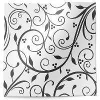 Berry Flourish Printed Tissue Paper — Intricate black and white scrolling floral/vine linework design