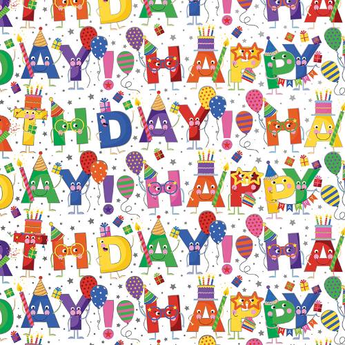 Birthday Characters Gift Wrap Paper — fun birthday characters birthday gift wrapping paper