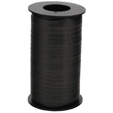 Black curling ribbon on a cylindrical spool — flat polypropylene, 3/16" width, 500 yards
