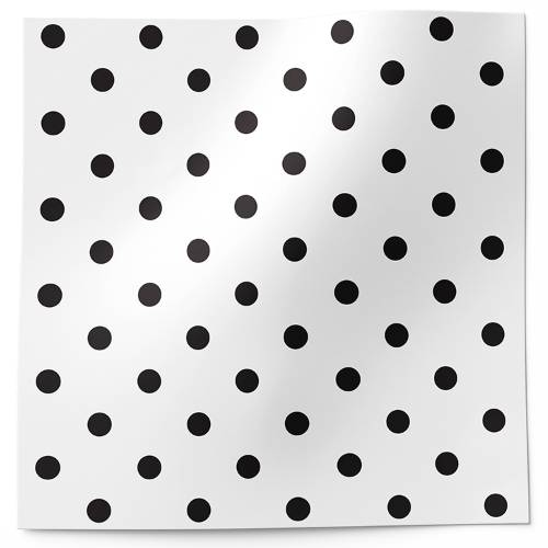 Black Dots on White Printed Tissue Paper — Bold evenly spaced black polka dots on clean white background