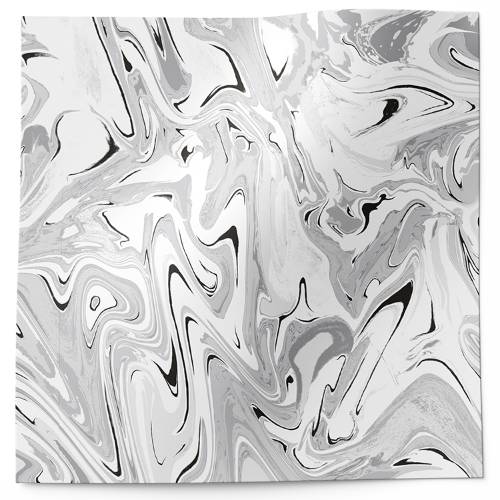 Black Marble printed tissue paper with black, gray, and white marbled swirls on a white background
