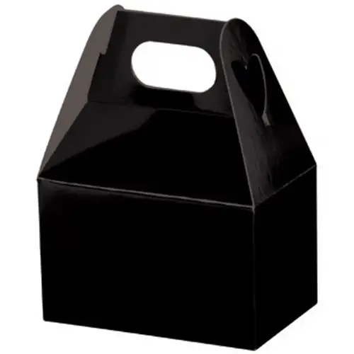 Black mini gable box — solid black finish, die-cut top carry handle