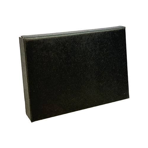 Black Ribbed pop-up gift card box 4 5/8" x 3 3/8" x 5/8" — pops open to display a gift card, black ribbed-texture finish