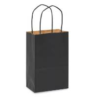 Natural kraft paper shopping bag with black tint overlay, twisted paper handles, small size