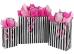 white gloss paper shopping bag with black and white verticle stripes
