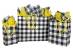 white kraft paper shopping bag printed with black plaid gingham