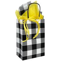 Black and White Plaid Paper Shopping Bags (Pup - Mini Pack) 