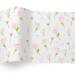 Blooming Field printed tissue paper with pink wildflowers and green stems on a white background