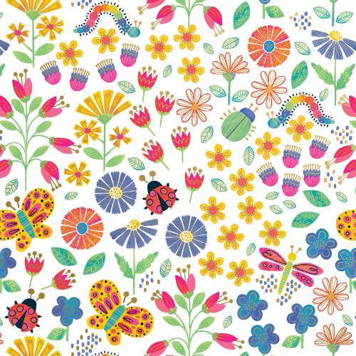 Blooms &amp; Bugs Gift Wrap Paper — Blooms &amp; Bugs everyday wrapping paper design