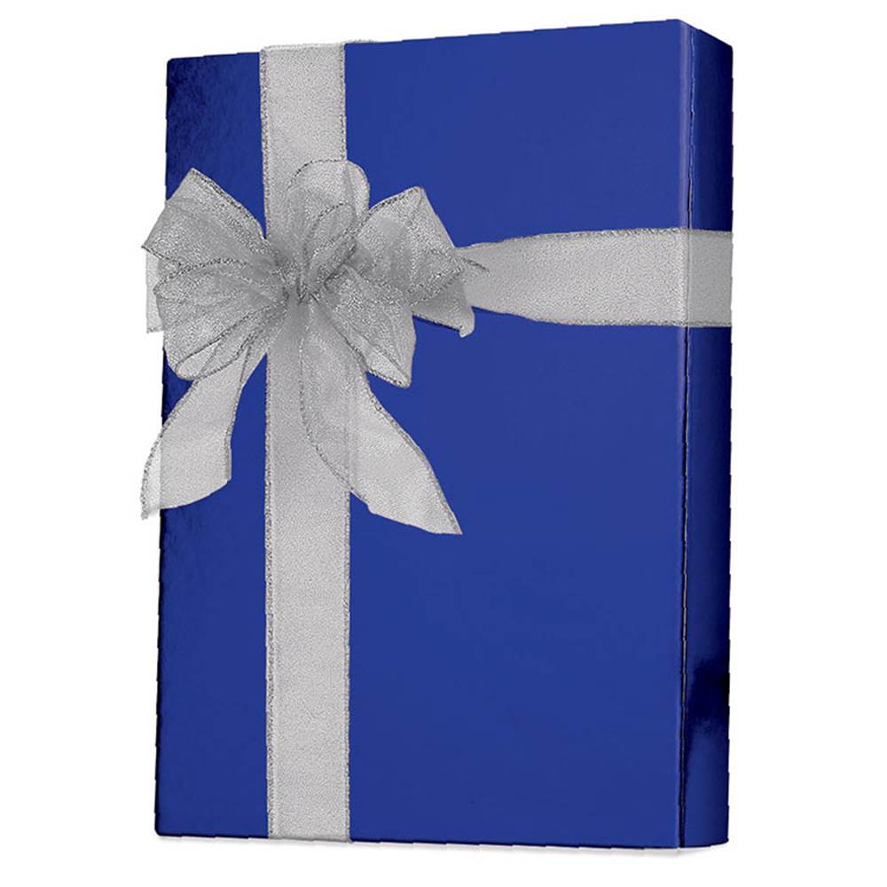 Christmas Gift Wrap Paper - Blue Metallic Gift Wrap #E7955 D