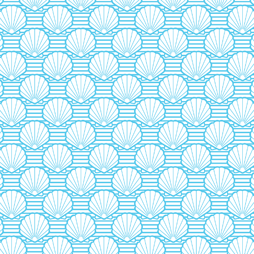 Blue Seashells Gift Wrap Paper — classic blue seashells pattern gift wrapping paper
