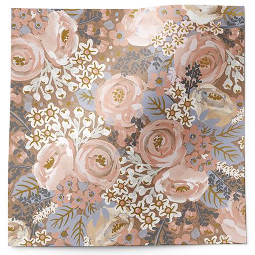 Bouquet printed tissue paper with layered floral artwork in soft neutral tones