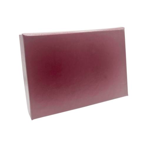Burgundy Leather pop-up gift card box 4 5/8" x 3 3/8" x 5/8" — pops open to display a gift card, burgundy leather-look finish