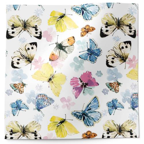 Butterfly fields tissue paper with delicate watercolor butterflies in blue, yellow and pink on white