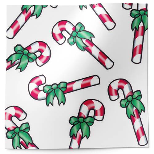 Candy Canes Printed Tissue Paper — Red and white candy cane illustrations scattered on white background