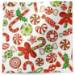 Candy party tissue paper with candy canes, peppermints and wrapped sweets on white