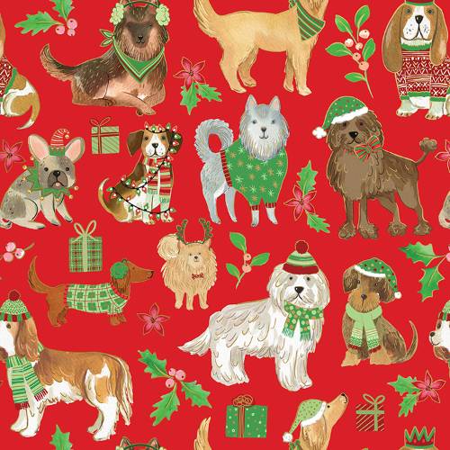 Canine Christmas Gift Wrap Paper — festive Canine Christmas holiday wrapping paper design