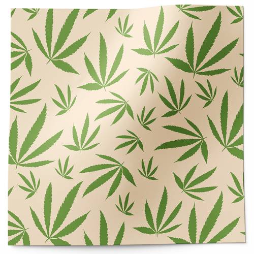 Cannabis printed tissue paper with green leaf pattern on neutral background