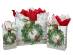 White kraft paper shopping bags with green wreath and red cardinal, red twisted handles