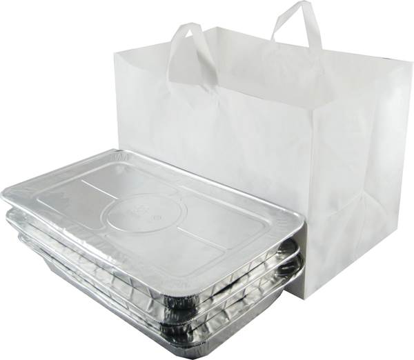 White Plastic Flexi Loop Carrier Bags Takeaway Food Party Poly SOS STRONG S M L 