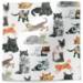 Cats and Kittens Printed Tissue Paper — Black cat and kitten silhouette illustrations scattered on white background
