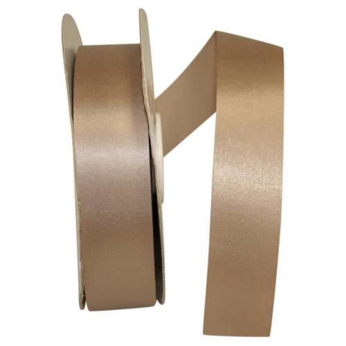 Champagne - Dyna Satin ribbon on a flat spool — single-face satin with taffeta back, 1 3/8" width, 100 yards