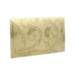 Champagne Trellis gift card folder 5" x 3 3/8" x 1/8" — slim tuck-close sleeve, champagne pearlescent floral-scroll print, holds a standard gift card