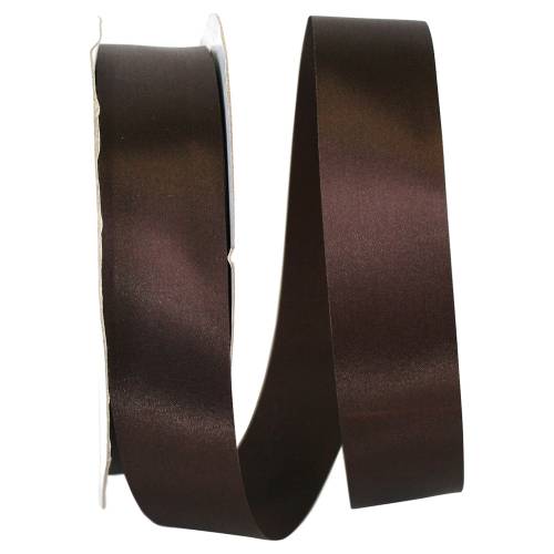 Chocolate - Dyna Satin ribbon on a flat spool — single-face satin with taffeta back, 1 3/8" width, 100 yards