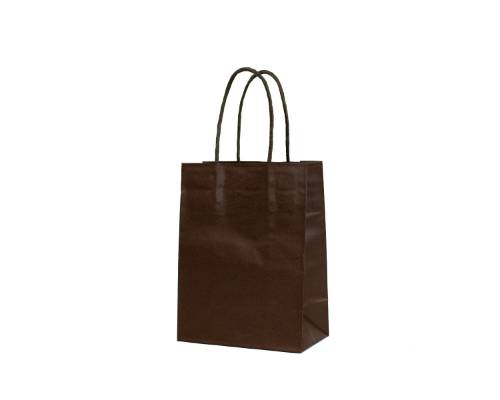 Chocolate J-Cut Shopping Bag with Twisted Paper Handle