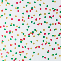Christmas Confetti Gift Wrap Paper - white background scattered with red, green, and gold confetti dots